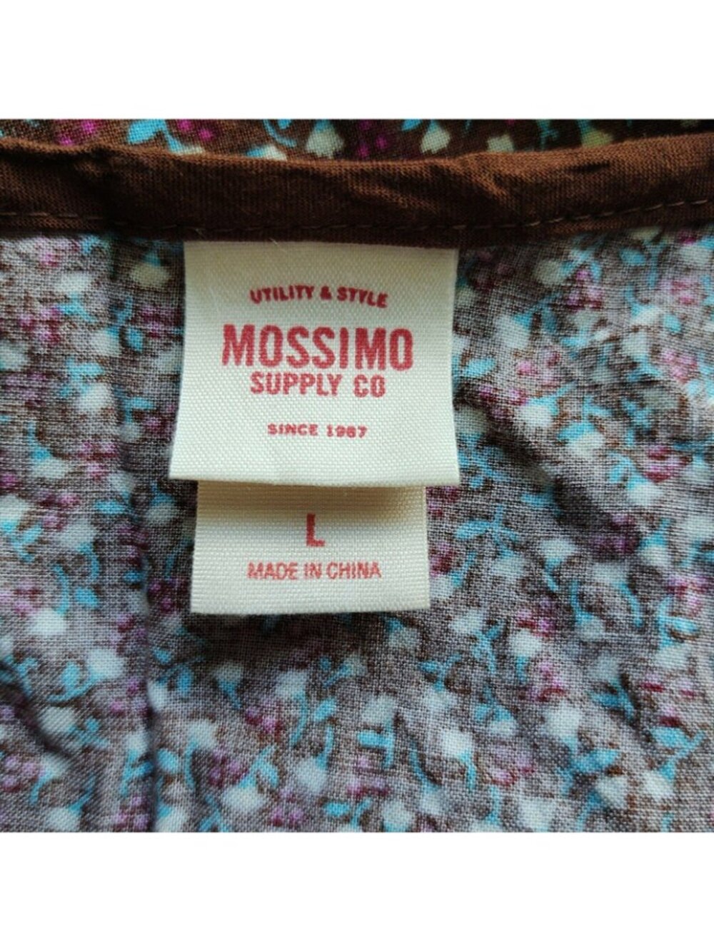 Mossimo Brown Floral Sleeveless Mini Dress L - Picture 5 of 10